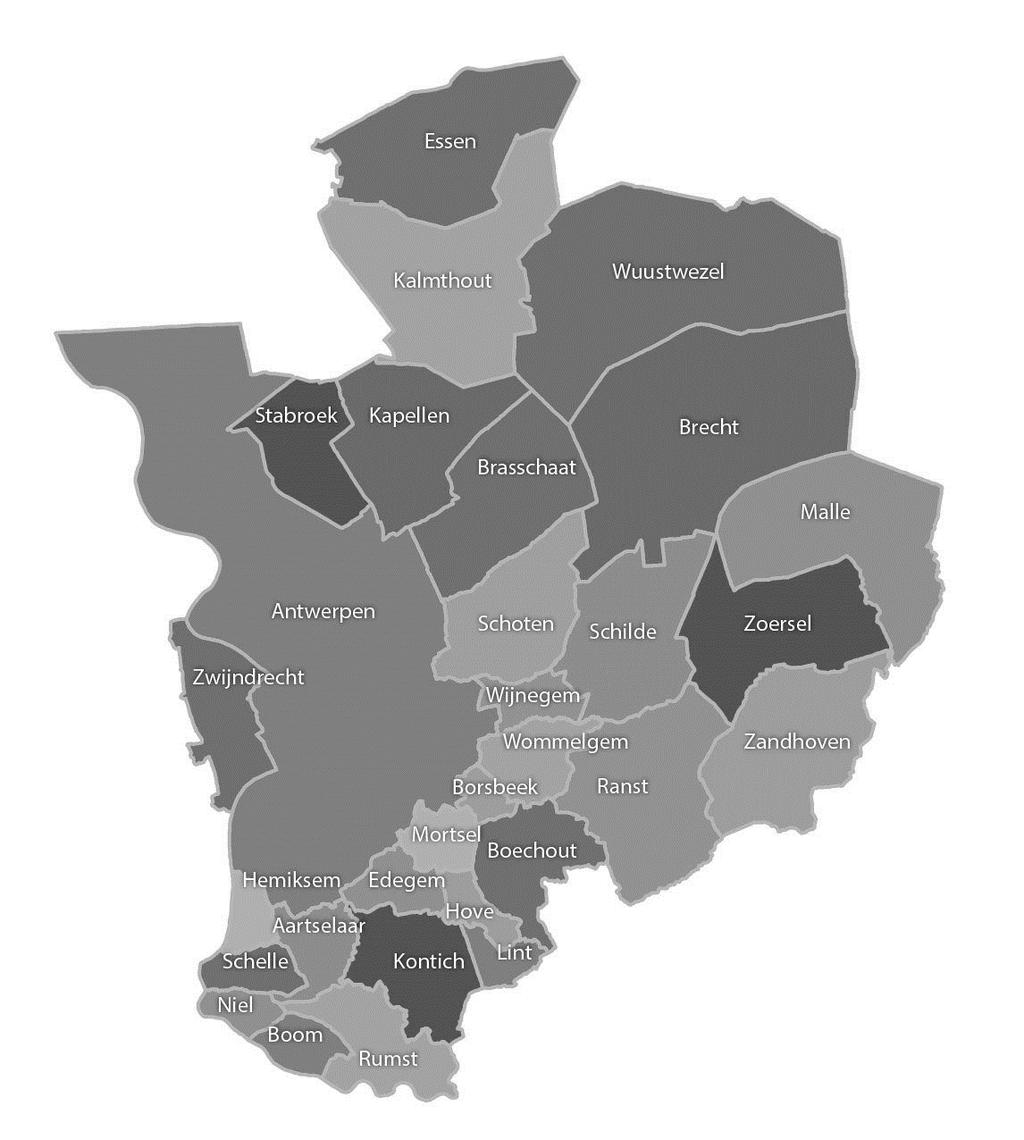 PLAN ARRONDISSEMENT ANTWERPEN De kernsteden in arrondissement Antwerpen zijn: o Antwerpen stad o