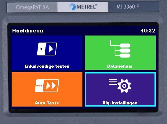 Werkbladbeheer Voor aanvang van de testen moet eerst het juiste werkblad worden ingesteld en gekozen (Hoofdmenu/Alg.