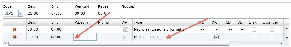 Slaapdienst (cao GHZ) Hier is een aparte dienstcode voor aangemaakt: SLP1, hier staat automatisch het diensttype nachtaanwezigheid in formatie gevuld.