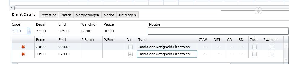 Aandachtspunt slaapdienst in combinatie met verlof / extra gewerkt! Bij verlof wordt er als je beide regels aanpast naar verlof 8 uur afgeboekt i.p.v. 4 uur. Dit is niet juist.