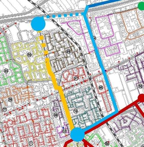 4 van 6 Variant 2 Deze variant gaat uit van het verplaatsen van het rioolgemaal Risdam naar de Koopvaarderweg. Het nieuwe gemaal zal als booster worden uitgevoerd.