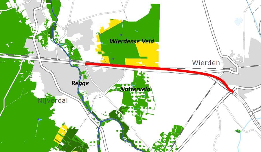 natuurgebieden: EHS De EHS in de omgeving van de N35 bestaat uit het Wierdense Veld (gedeeltelijk Natura 2000-gebied) in het noorden en het Notterveld ten zuiden van de bestaande N35.