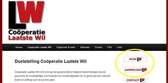 Mijn Laatste Wil De Coöperatie Laatste Wil maakt voor het aanmelden als lid gebruik van een apart gedeelte op de website.