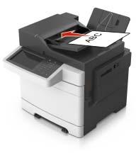 Bezig met scannen 120 Scannen naar een computer of flashstation ADI Glasplaat Gebruik de ADI voor documenten met meerdere pagina's.