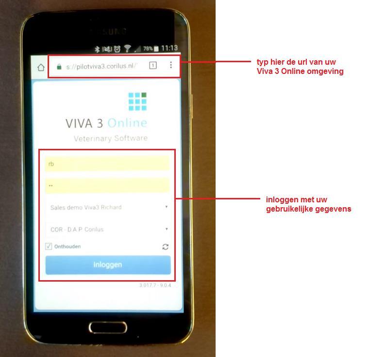1 Viva 3 Online op de smartphone Voor elke Viva 3 Online praktijk is er een mobiele website beschikbaar die vanuit een smartphone geopend en gebruikt kan worden.