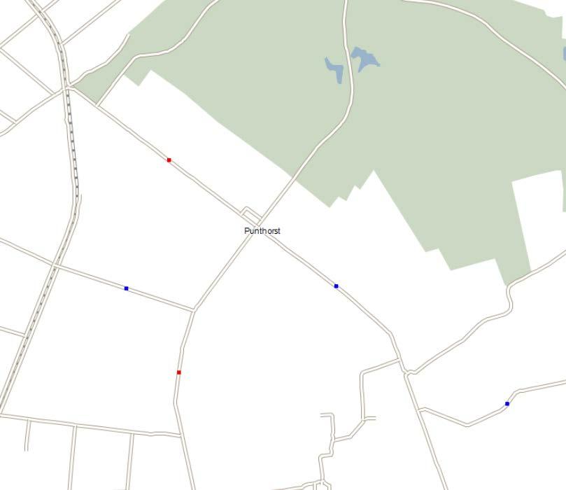 Punthorst In de omgeving van Punthorst zijn de in periode 2010 2015 twee ongevallen voorgekomen waarbij slachtoffers vielen (rode vierkantjes).