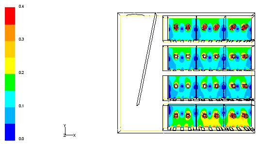 Systeem 10A: ½ laagssysteem, 4 hoog x 3 diep, bodemperforatie 43%, buizenperforatie 43%, kwadranten open, debiet 1243 m3/(m3.h).