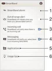 Instellingen voor de SmartBand U kunt de instellingen voor de SmartBand bekijken en wijzigen vanuit de SmartBandtoepassing onder Apparaten in de toepassing Smart Connect.