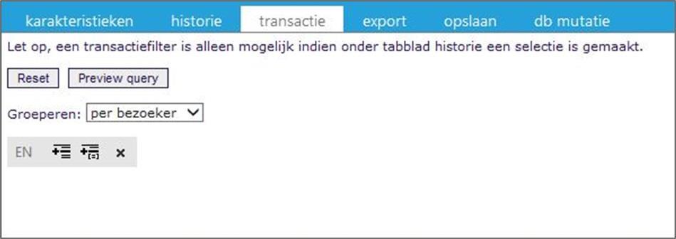 Vervolgens kan ook aangegeven worden of de query die bezoekers moet weergeven die juist wel of juist niet aan deze gegeven filter(s) voldoen. Deze filteropties kunnen bovendien opgebouwd worden.