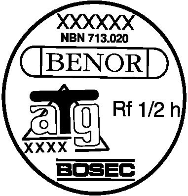 met een weerstand tegen brand van een half uur (Rf 1/2h), bepaald op basis van proefverslagen volgens de Belgische norm NBN 713.020 (editie 1968).
