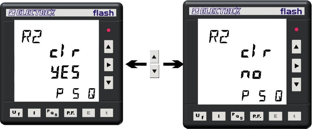 9 Instellingen Flash Reset procedure vermogen en energietellers Om de energie tellers of de gemiddelde/piek waarden van de
