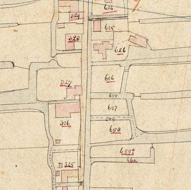 Op kadastrale sectie C327 het huis dat in 1887 is afgebrand. Collectie Noord-Hollands Archief. De J.