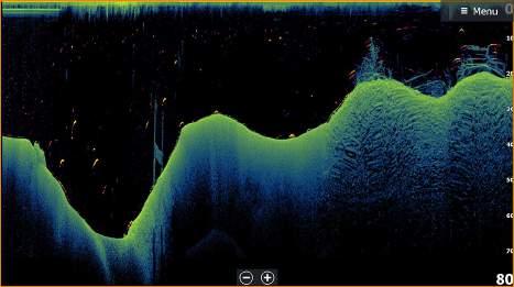 10 DownScan Over DownScan DownScan levert gedetailleerde beelden van structuren en vis direct onder uw boot.
