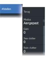Wanneer u de cursor op het radar paneel plaatst, wordt het cursorpositie venster geactiveerd en worden de opties van het cursor menu weergegeven.