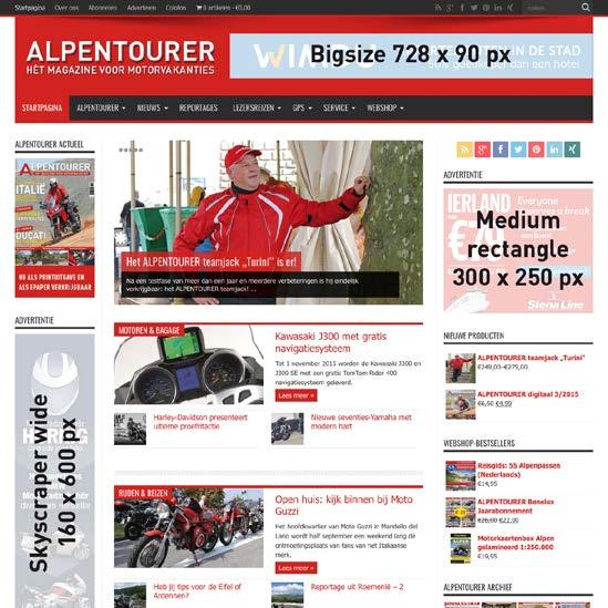 Onlineformaten & tarieven Adverteren op het ALPENTOURER-PORTAAL Voorbelden & plaatsingen op www.alpentourer.