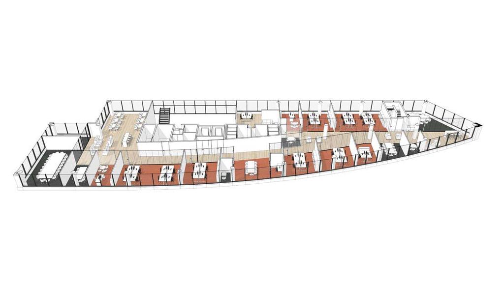 3D PLATTEGROND VARIANT 2 Gesloten kantoren Concept