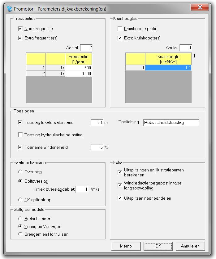 december 2016 versie 4.1 Parameters 6 Parameters Het scherm voor het maken van dijkvakberekeningen (Figuur 4-20) bevat de knop Parameters.