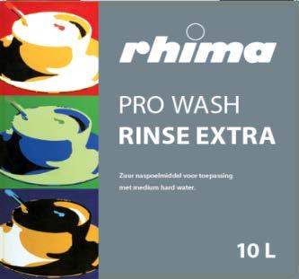 8. Pro Wash Vaatwasmiddelen Voor de RHIMA vaatwasser heeft RHIMA de volgende producten in haar assortiment: 8.1.