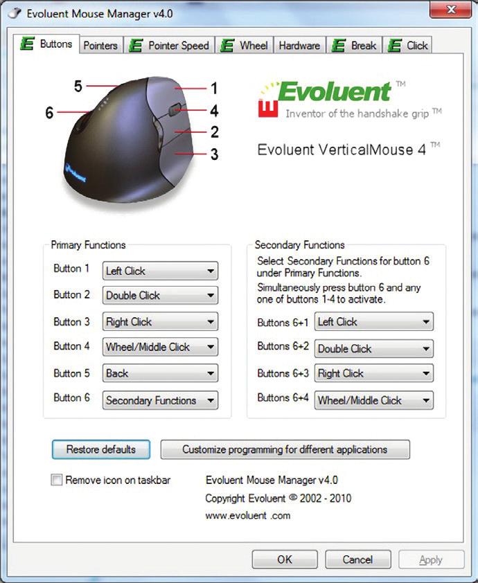 Aanpassing van de Evoluent muis Download de nieuwste MAC of Windows driver voor uw Evoluent muis. http://www.bakkerelkhuizen.