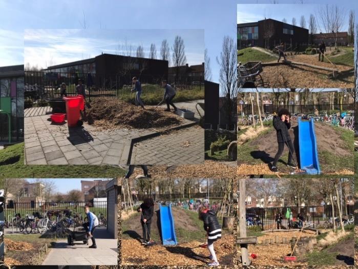 Onze tuin Complimenten aan deze kanjers uit groep 7 en 8: zo hard gewerkt op maandagmiddag om