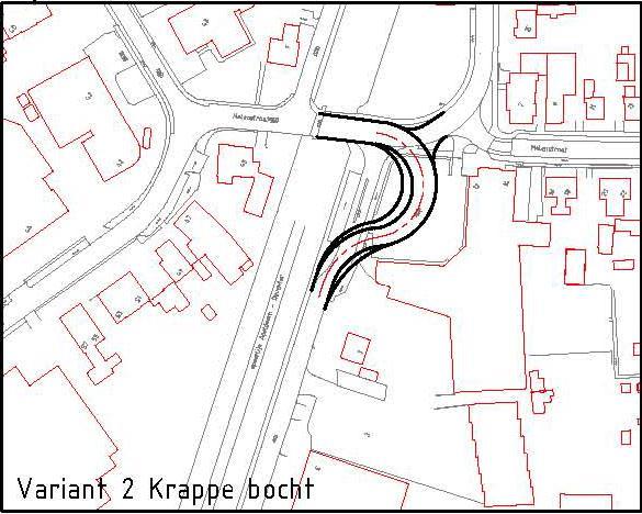 kruispunt drukker zal worden:.. 1. huidige aansluiting Nijverheidsstraat op de Molenstraat handhaven; 2. Nijverheidsstraat met krappe boog over parkeerterrein aansluiten op Molenstraat; 3.