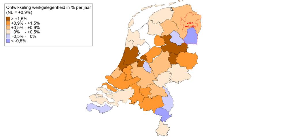 Noordoost-Nederland op achterstand Ontwikkeling werkgelegenheid 1996-2017: