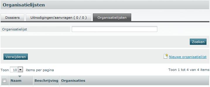 3.7.2 Een nieuwe organisatielijst aanmaken Afbeelding 26: