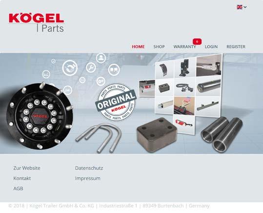 Bestel snel en gemakkelijk in de Kögel Parts onlineshop In onze onlineshop "Kögel Parts" vindt u snel het geschikte reserveonderdeel. Dag en nacht.