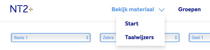 Als docent het leerlingenmateriaal zien Als docent kun je al het materiaal van leerlingen zien door op Bekijk materiaal en Start te klikken. Je ziet nu hetzelfde als een leerling.