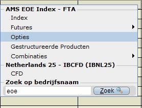 In onderstaand voorbeeld is dit de EOE (AEX Index). Klik vervolgens op Enter. 2.