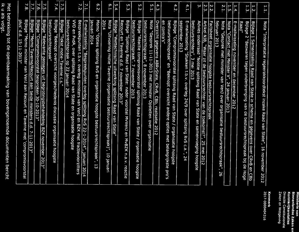 ?OI 7-0000404316 Kenmerk ik u als volgt. Met betrekking tot de openbaarmaking van bovengenoemde documenten berïcht plus d.d. 15-11-2013 7.8.