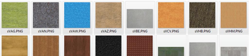 3.3 Texturen Bij toevoeging van de snede en aanzicht informatie voor de BATLib materialen hebben we ook gezorgd voor nieuwe texturen voor de verschillende materialen.
