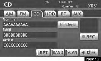 AUDIOSYSTEEM Overige functies (c) CD s met MP3/WMA -bestanden bedienen Afspelen van CD s met MP3/WMA -bestanden RPT: Gebruik deze voorziening om het muziekstuk dat momenteel wordt afgespeeld, te