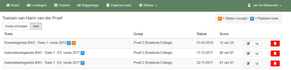 Papieren Toetsen Schriftelijk afgenomen toetsen invoeren in het systeem Klik op het tabblad Papieren toets, dan verschijnt het volgende scherm met een korte uitleg hoe u, ingeval u de toets(en) op