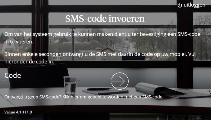 Vervolgens verschijnt het scherm: SMS-code invoeren. Per SMS ontvang je direct een vijfcijferige code*.