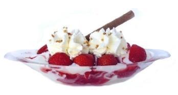 coupe 4,95 Vanille ijs met aardbeien