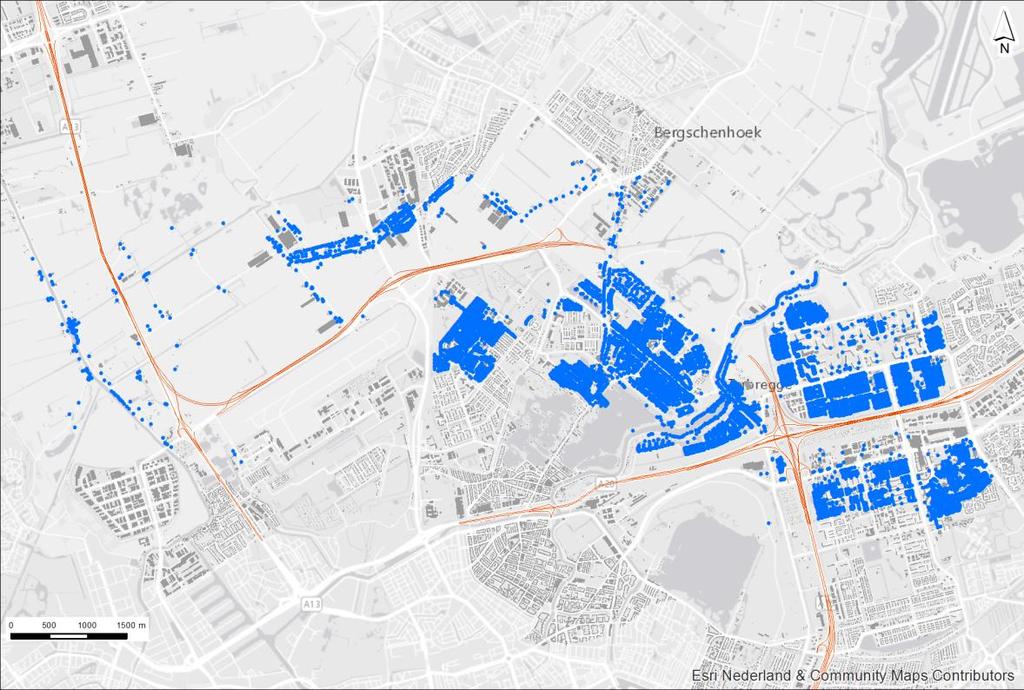 Afbeelding 6.1. Afbakening onderzoeksgebied (rekenpunten in gedetailleerd geluidmodel) 6.3 Toets projecteffect Voor 4.