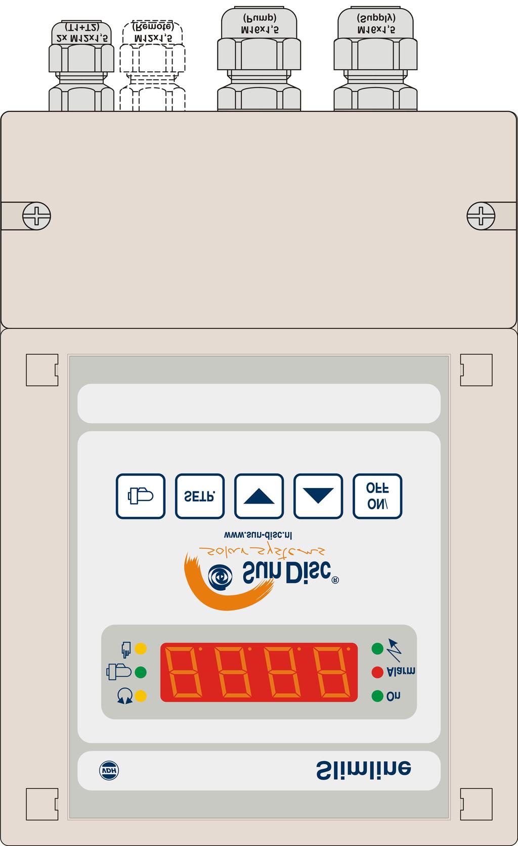 SunDisc Solar Systems BV Slimline opbouw uitvoering Installatie/gebruiksaanwijzing Omschrijving : Slimline, thermostaat voor zwembadverwarming. Opbouw uitvoering, klemmen onder. Doc.nr.