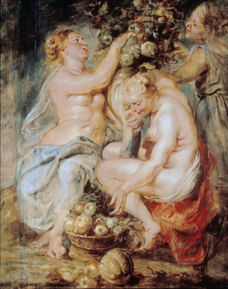 Peter Paul Rubens, 'Drie nimfen met de hoorn des overvloeds', ca.