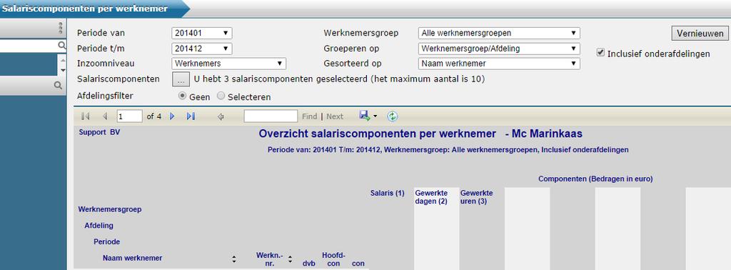 18. Salariscomponenten per werknemer Het vervaardigen van een overzicht van historische outputbedragen.