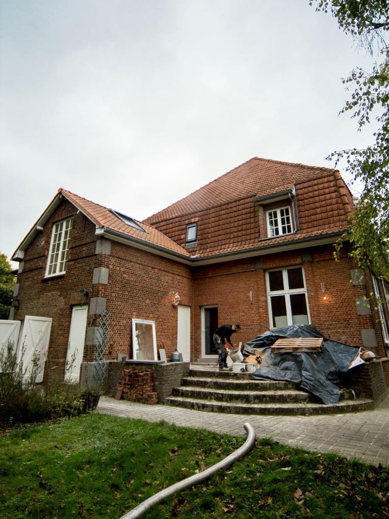 Casestudy 2: Renovatie van een eengezinswoning Woudlaan Wezembeek-Oppem Gevels benedenverd.