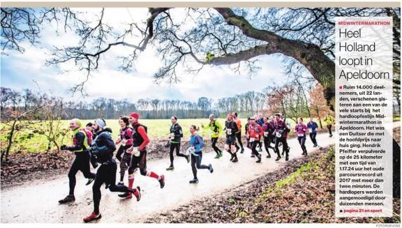 APELDOORN MIDWINTERMARATHON 04-02-2018 Uniek evenement De Midwinter Marathon is het oudste nog bestaande hardloopevenement van Nederland. Op 3 en 4 februari 2018 was de 45ste editie.