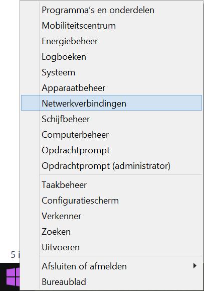 Computer configuratie in Windows 8 Ga met uw muis op het Start icoontje staan en klik