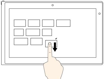 Windows 8: Verplaats het gewenste pictogram naar beneden totdat er een pictogram met een vinkje ( ) wordt weergegeven en laat vervolgens uw vinger los. Windows 8.