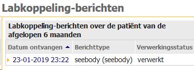 Klik op de link 'Overzicht labkoppeling-berichten over de patiënt'.