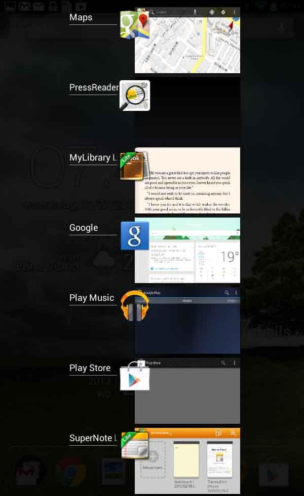 Apps weergeven in het scherm Recent Via het scherm Recent kunt u een lijst van app-snelkoppelingen weergeven op basis van uw recent geopende apps.