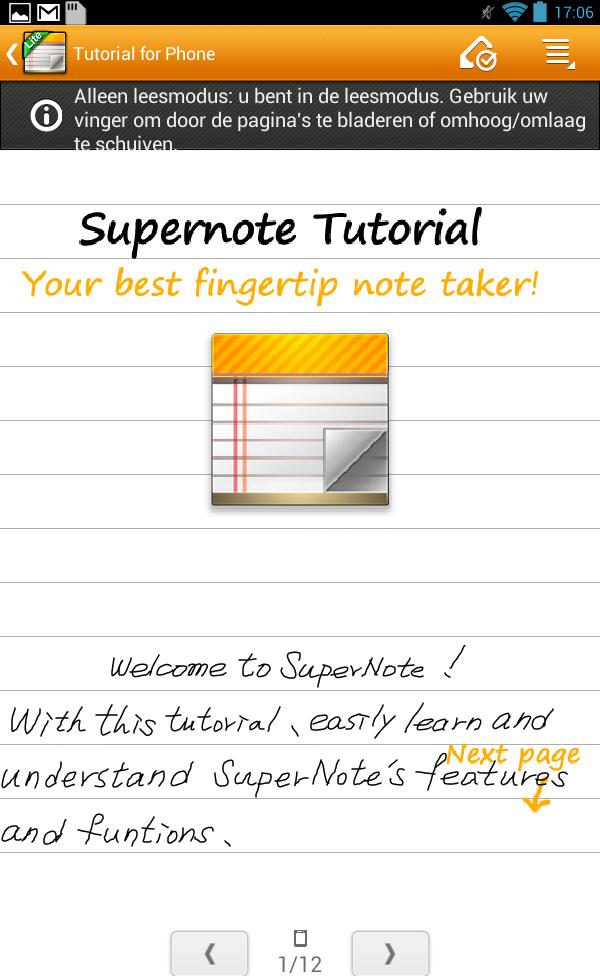 Modus alleen lezen SuperNote Tik om de bewerkingsmodus in te schakelen Uw notitieboekje een andere naam geven Uw notitieboekje een andere naam geven: 1.
