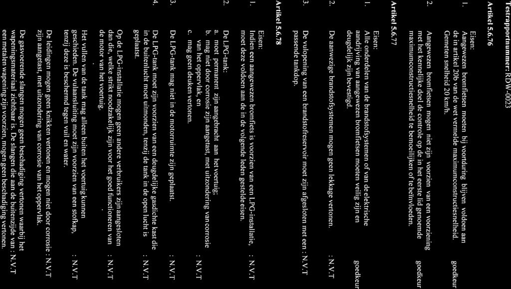 Artikel 5.6.76 1. Aangewezen bromfietsen moeten bij voortduring blijven voldoen aan de in artikel 20