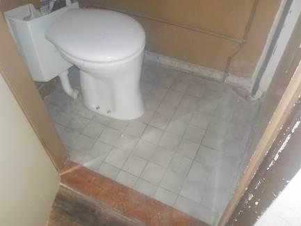 Bron 1, Vloerzeil Monsternummer M1 Locatie Toilet Verdieping Begane grond Betreft Asbesthoudend Hoeveelheid (circa) 1x1 m² Bevestigingsmethode