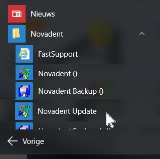 Downloaden: Ga in het hoofdmenu van Novadent naar het vraagteken en kies voor Controleer op Updates.